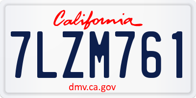 CA license plate 7LZM761