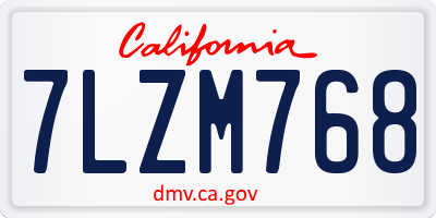 CA license plate 7LZM768