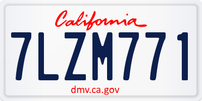 CA license plate 7LZM771