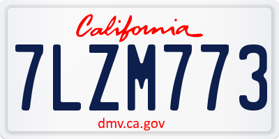 CA license plate 7LZM773