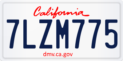 CA license plate 7LZM775