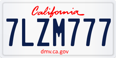 CA license plate 7LZM777