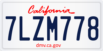 CA license plate 7LZM778