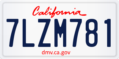 CA license plate 7LZM781