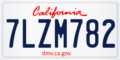 CA license plate 7LZM782