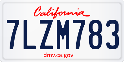 CA license plate 7LZM783