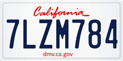 CA license plate 7LZM784