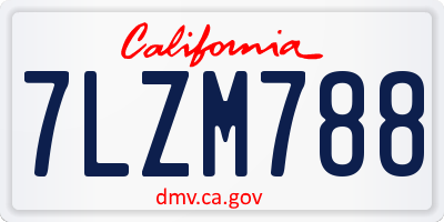 CA license plate 7LZM788