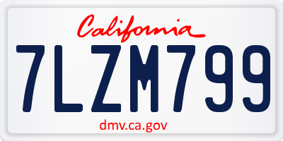 CA license plate 7LZM799