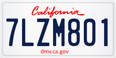 CA license plate 7LZM801