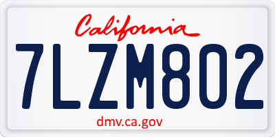 CA license plate 7LZM802