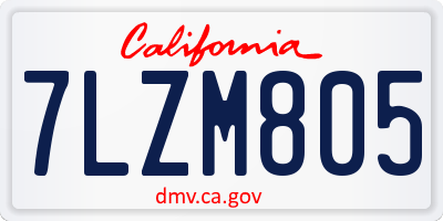 CA license plate 7LZM805
