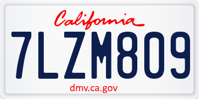 CA license plate 7LZM809