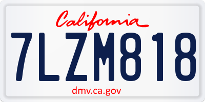 CA license plate 7LZM818