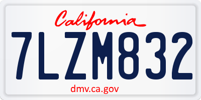 CA license plate 7LZM832