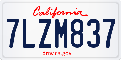 CA license plate 7LZM837