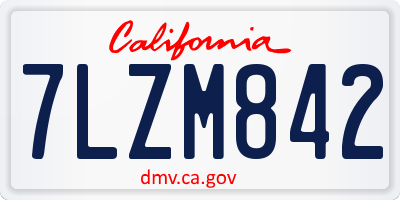 CA license plate 7LZM842