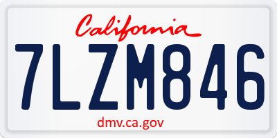 CA license plate 7LZM846