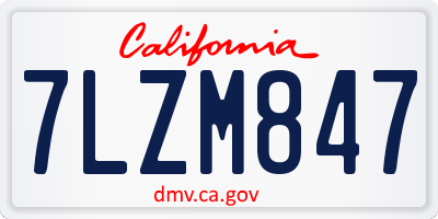 CA license plate 7LZM847
