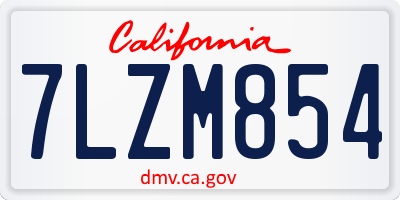 CA license plate 7LZM854