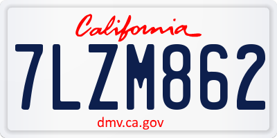 CA license plate 7LZM862