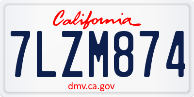 CA license plate 7LZM874