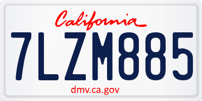CA license plate 7LZM885