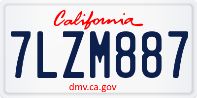 CA license plate 7LZM887