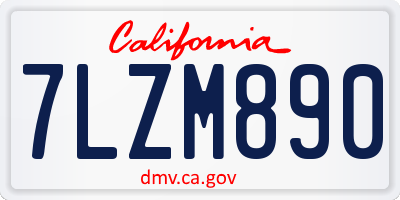 CA license plate 7LZM890