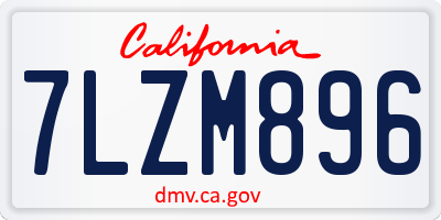 CA license plate 7LZM896