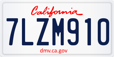 CA license plate 7LZM910