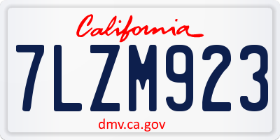 CA license plate 7LZM923