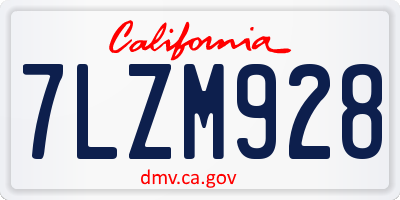 CA license plate 7LZM928