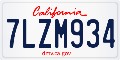 CA license plate 7LZM934