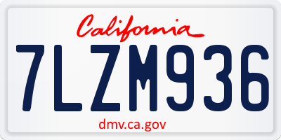 CA license plate 7LZM936