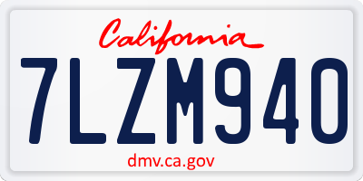 CA license plate 7LZM940