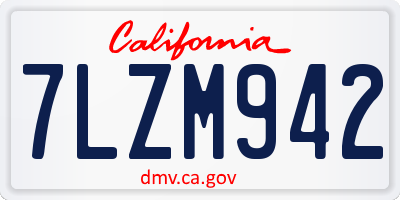 CA license plate 7LZM942