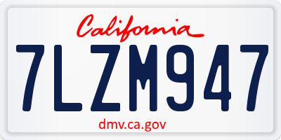 CA license plate 7LZM947