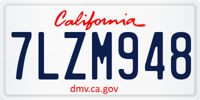 CA license plate 7LZM948