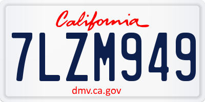 CA license plate 7LZM949