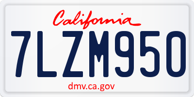 CA license plate 7LZM950