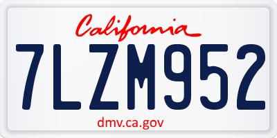 CA license plate 7LZM952