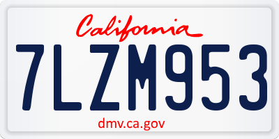 CA license plate 7LZM953
