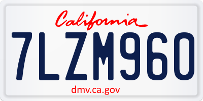 CA license plate 7LZM960