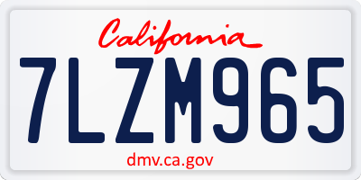 CA license plate 7LZM965