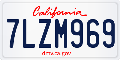 CA license plate 7LZM969