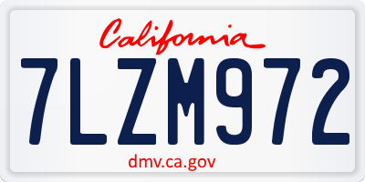 CA license plate 7LZM972
