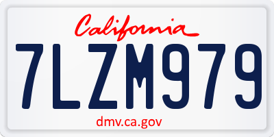 CA license plate 7LZM979