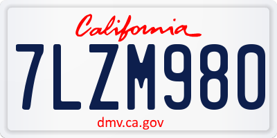 CA license plate 7LZM980
