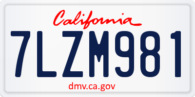 CA license plate 7LZM981